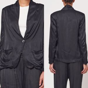 Raquel Allegra black satin blazer‎ 1 button women’s size 0